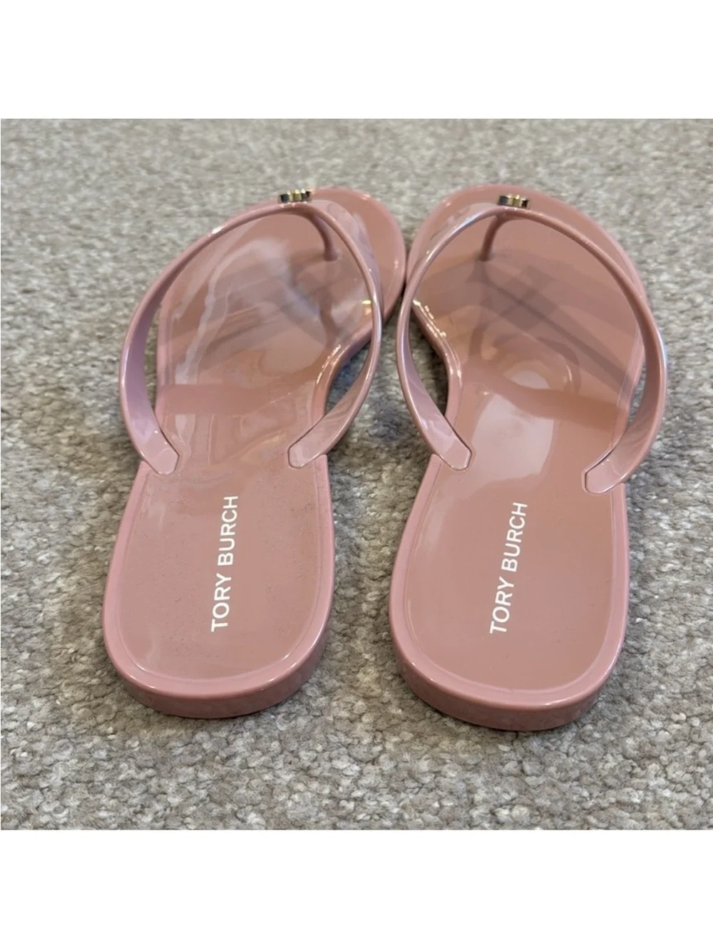 Tory Burch Glossy Pink Logo Flip Flop Sandals Size 9